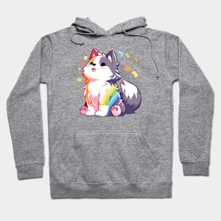 Rainbow husky pooch Hoodie